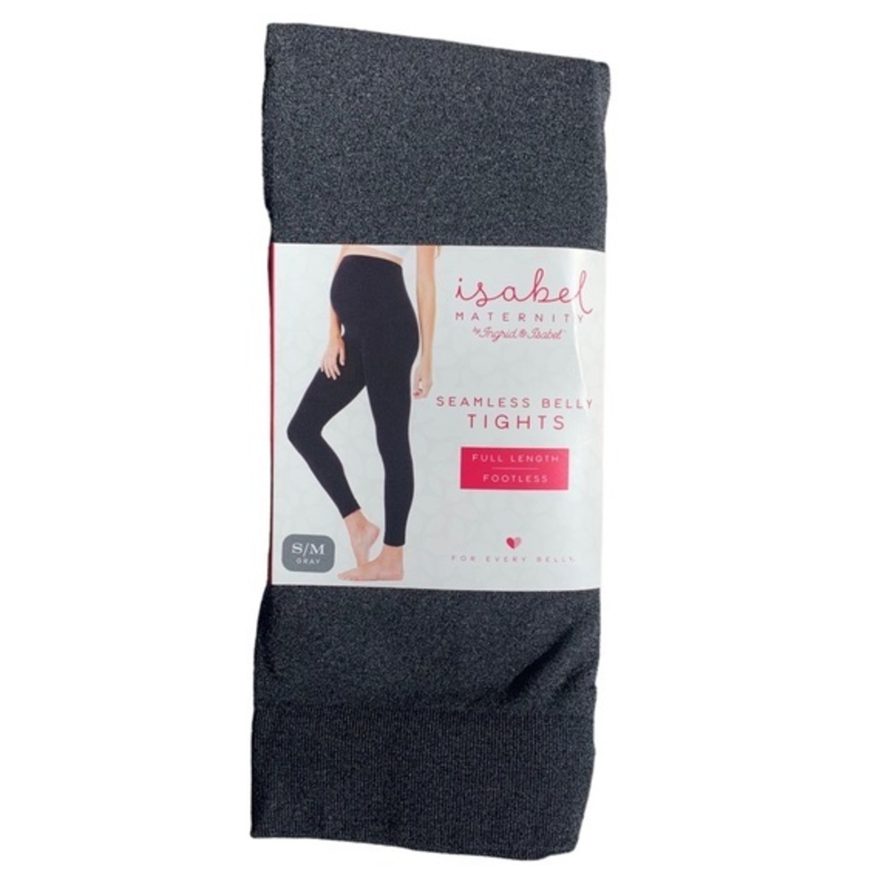 Isabel Maternity Seemless Belly‎ Tights Full Length Footless, S/M, dark gray NWT